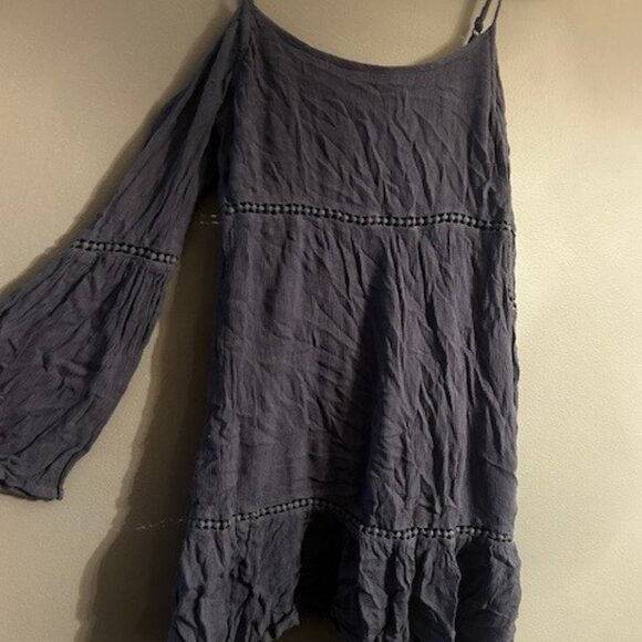 Patrons of Peace Blue Cold Shoulder Dress - Picture 2 of 4